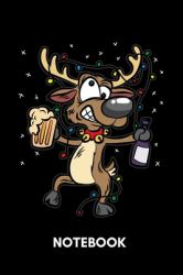 Notebook : Drunken Reindeer Decorated with Christmas Lights