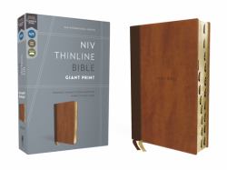 NIV, Thinline Bible, Giant Print, Leathersoft, Brown, Red Letter, Thumb Indexed, Comfort Print