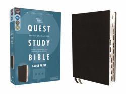 NIV, Quest Study Bible, Large Print, Bonded Leather, Black, Thumb Indexed, Comfort Print : The Only Q and a Study Bible