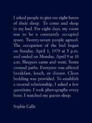 Sophie Calle: the Sleepers