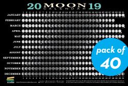 2019 Moon Calendar Card (40 Pack) : Lunar Phases, Eclipses, and More!