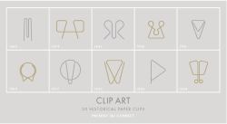 Clip Art: 20 Historical Paper Clips (Elegant, Fun Paperclips, 10 Brass, 10 Silver)