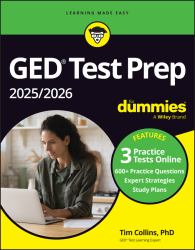 GED Test Prep 2025/2026 for Dummies : Book + 3 Practice Tests Online