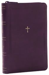 NKJV, Compact Paragraph-Style Reference Bible, Leathersoft, Purple with Zipper, Red Letter, Comfort Print : Holy Bible, New King James Version