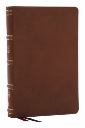 NKJV, Single-Column Reference Bible, Verse-By-verse, Red Letter, Comfort Print [BROWN]