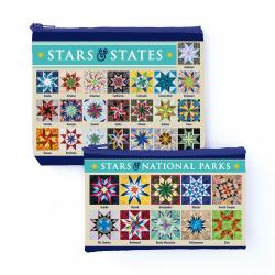 Carol Doak's Fabulous Stars and States Eco Pouch Set : Two Reusable Zipper Pouches from Recycled Materials for Crafts, Makeup, Travel and More