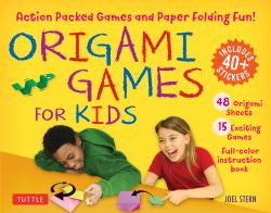 Origami Games for Kids Kit : Action Packed Games and Paper Folding Fun! [Origami Kit with Book, 48 Papers, 75 Stickers, 15 Exciting Games, Easy-To-Assemble Game Pieces]