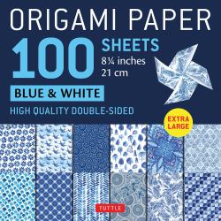 Origami Paper 100 Sheets Blue & White 8 1/4 (21 Cm) : Extra Large Double-Sided Origami Sheets Printed with 12 Different Designs (Instructions for 5 Projects Included)