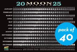 2025 Moon Calendar Card (40 Pack) : Lunar Phases, Eclipses, and More!