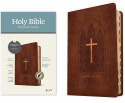 KJV Thinline Reference Bible, Filament Enabled (LeatherLike, Reverent Cross Dark Brown, Indexed, Red Letter)