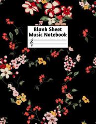 Blank Sheet Music Notebook : Easy Blank Staff Manuscript Book Large 8. 5 X 11 Inches Musician Paper Wide 12 Staves per Page for Piano, Flute, Violin, Guitar, Trumpet, Drums, Cello, Ukelele and Other Musical Instruments - Code : A4 1393